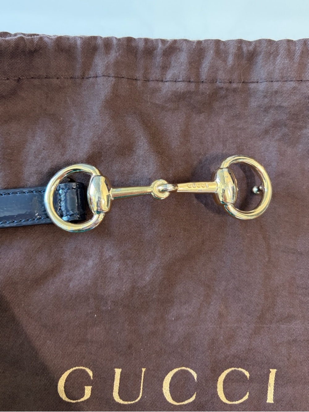 Gucci Navy Blue Horsebit Buckle Patent Leather Belt - Size 90/36 - Picture 2 of 7